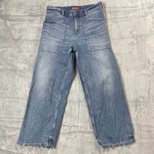 Lucky Legend Cropped Jeans Womens 10/30 (30x24) Blue Denim Frayed Hem Wide Leg